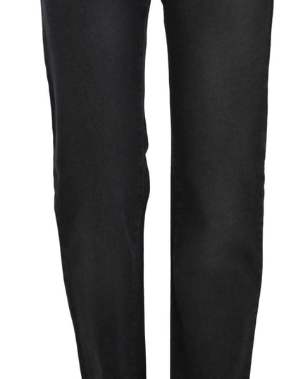 Just Cavalli Black Washed High Waist Straight Denim Pants Jeans