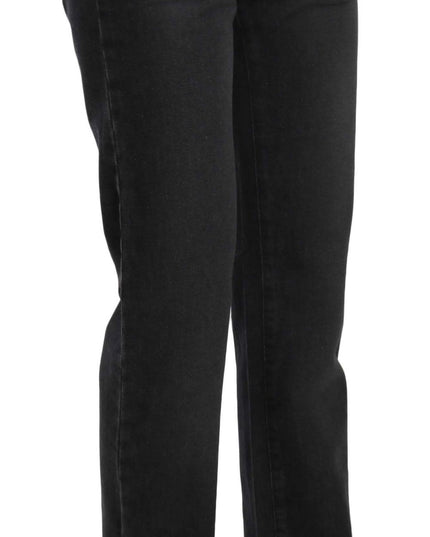Just Cavalli Black Washed High Waist Straight Denim Pants Jeans
