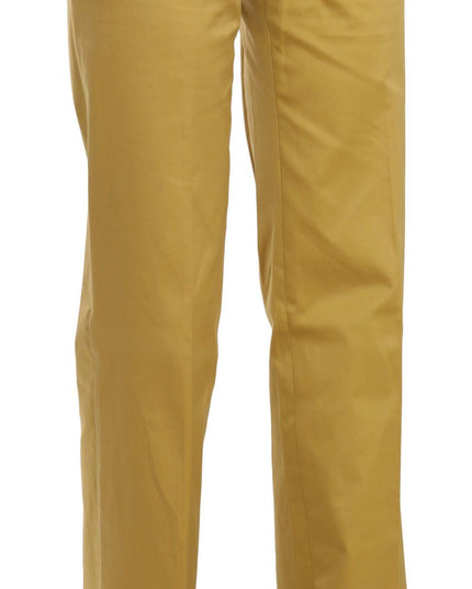 Just Cavalli Mustard Yellow Straight Formal Trousers Pants