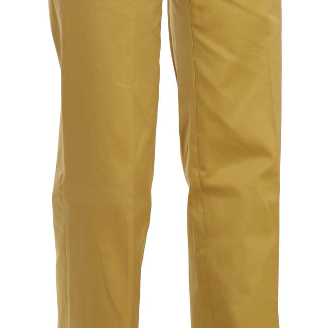 Just Cavalli Mustard Yellow Straight Formal Trousers Pants