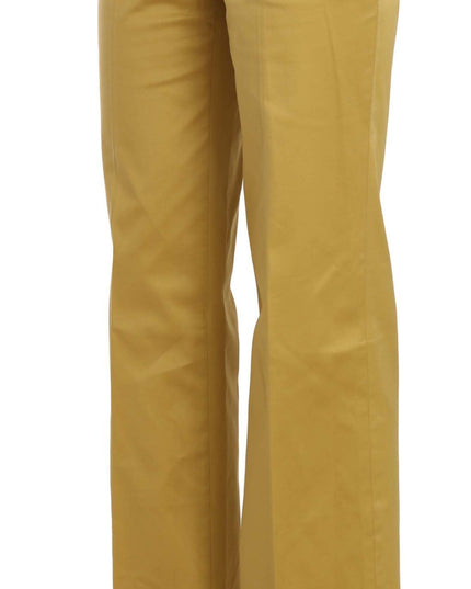 Just Cavalli Mustard Yellow Straight Formal Trousers Pants