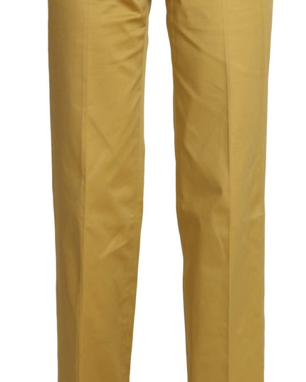 Just Cavalli Mustard Yellow Straight Formal Trousers Pants