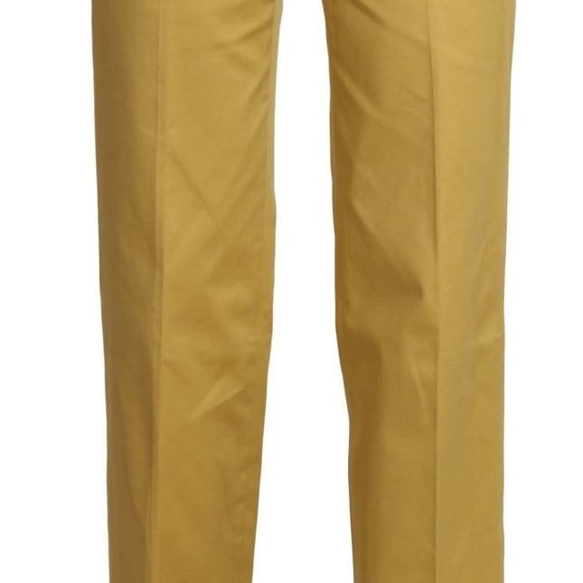 Just Cavalli Mustard Yellow Straight Formal Trousers Pants