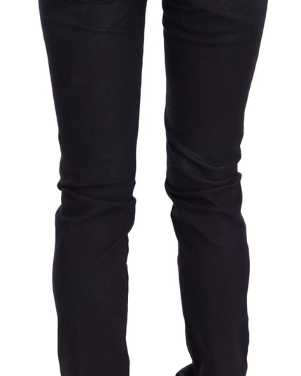 Just Cavalli Black Cotton Low Waist Skinny Denim Pants