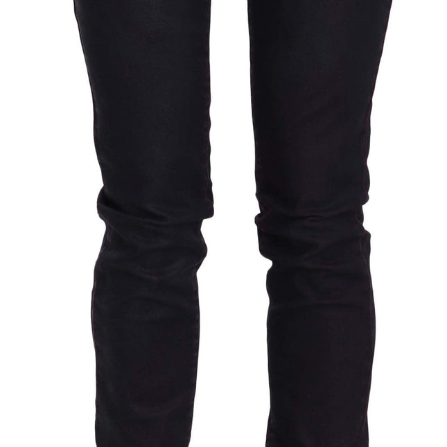 Just Cavalli Black Cotton Low Waist Skinny Denim Pants