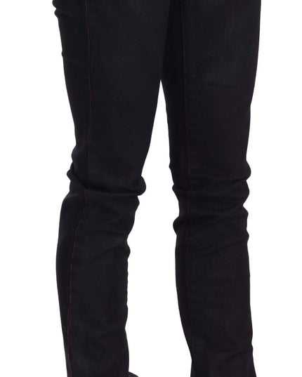Just Cavalli Black Cotton Low Waist Skinny Denim Pants