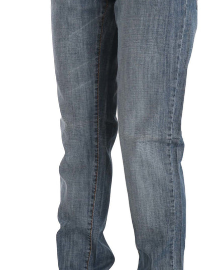 Just Cavalli Blue Washed Cotton Low Waist Slim Fit Denim Pants
