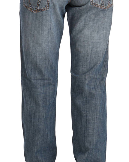 Just Cavalli Blue Washed Cotton Low Waist Slim Fit Denim Pants