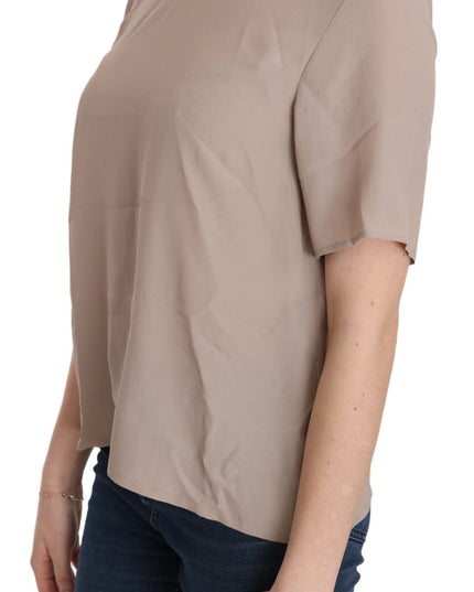 Dolce & Gabbana Beige Crew Neck Short Sleeve Blouse