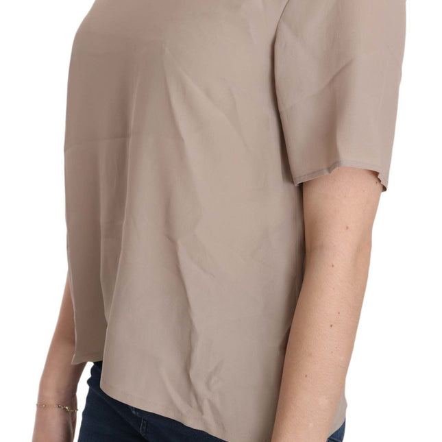Dolce & Gabbana Beige Crew Neck Short Sleeve Blouse