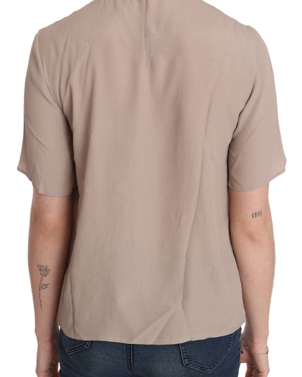 Dolce & Gabbana Beige Crew Neck Short Sleeve Blouse