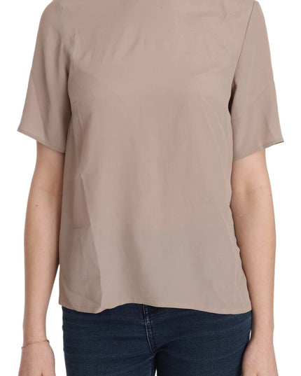 Dolce & Gabbana Beige Crew Neck Short Sleeve Blouse