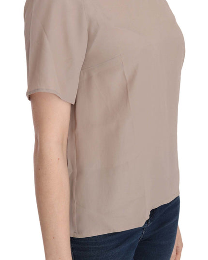 Dolce & Gabbana Beige Crew Neck Short Sleeve Blouse