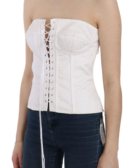 Dolce & Gabbana White PALERMO Cotton Bustier Top Corset