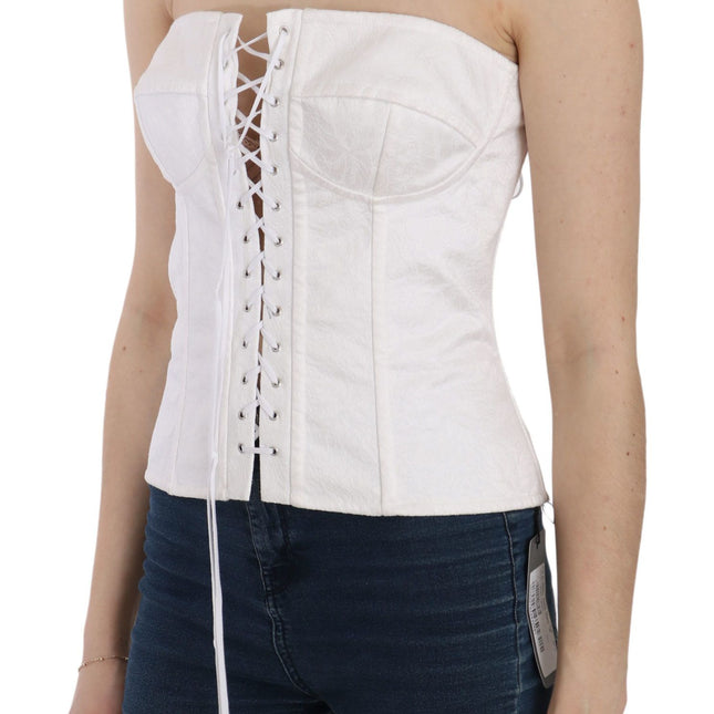 Dolce & Gabbana White PALERMO Cotton Bustier Top Corset