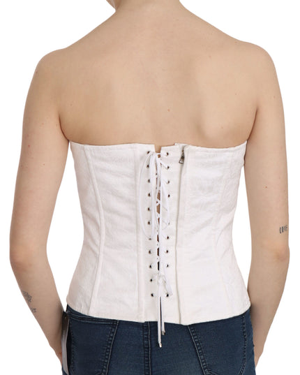 Dolce & Gabbana White PALERMO Cotton Bustier Top Corset
