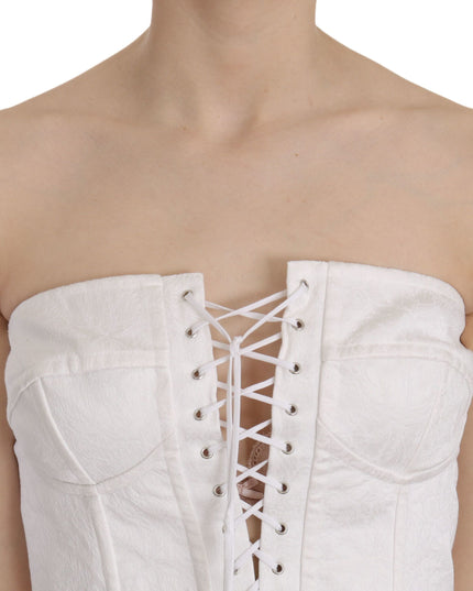 Dolce & Gabbana White PALERMO Cotton Bustier Top Corset