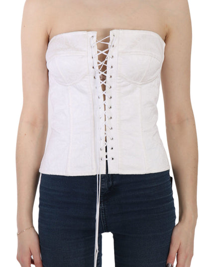 Dolce & Gabbana White PALERMO Cotton Bustier Top Corset