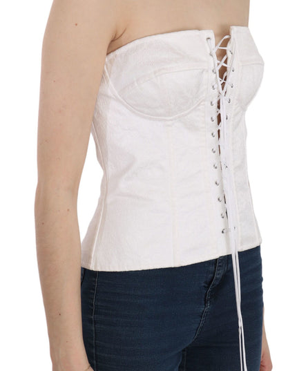 Dolce & Gabbana White PALERMO Cotton Bustier Top Corset