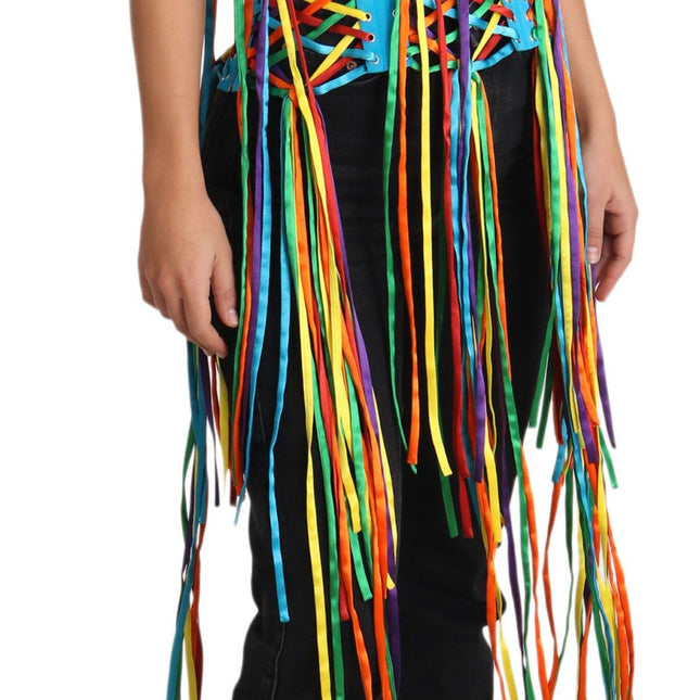 Dolce & Gabbana Multicolor Strings Bustier Polyester Corset  Top