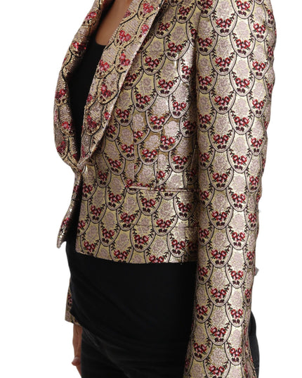 Dolce & Gabbana Gold Floral Sequined Blazer Coat Jacket