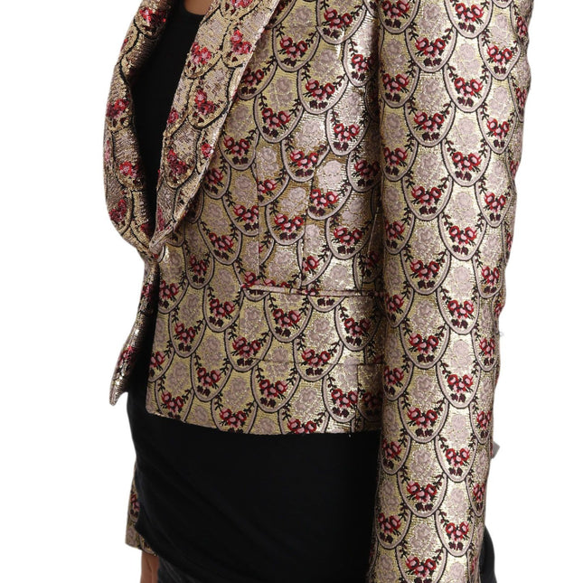 Dolce & Gabbana Gold Floral Sequined Blazer Coat Jacket