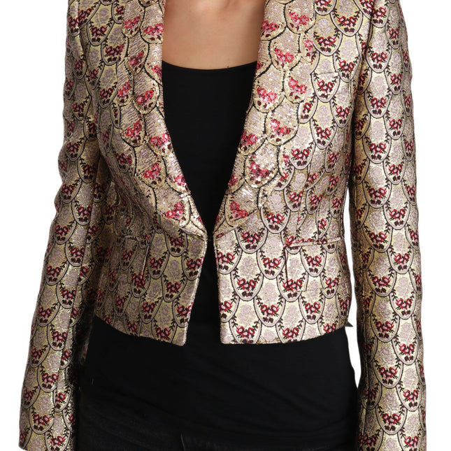 Dolce & Gabbana Gold Floral Sequined Blazer Coat Jacket