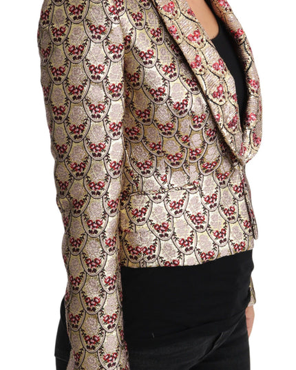 Dolce & Gabbana Gold Floral Sequined Blazer Coat Jacket