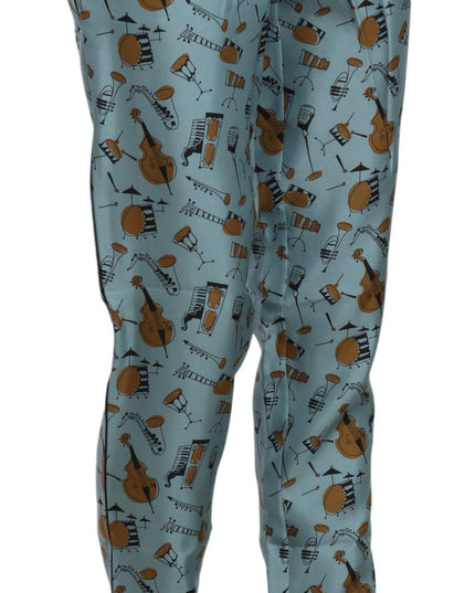 Dolce & Gabbana Blue Musical Instruments Print Tapered Pants