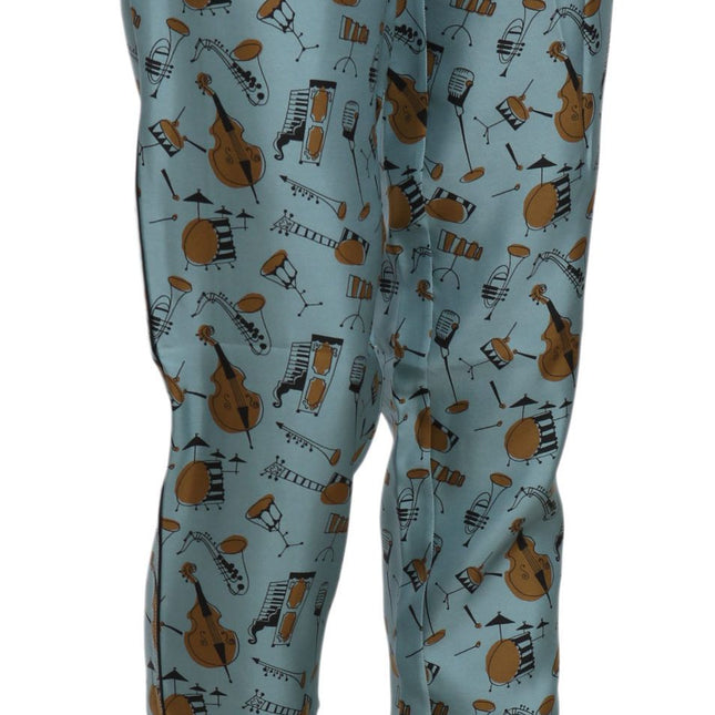 Dolce & Gabbana Blue Musical Instruments Print Tapered Pants