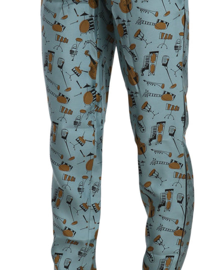 Dolce & Gabbana Blue Musical Instruments Print Tapered Pants
