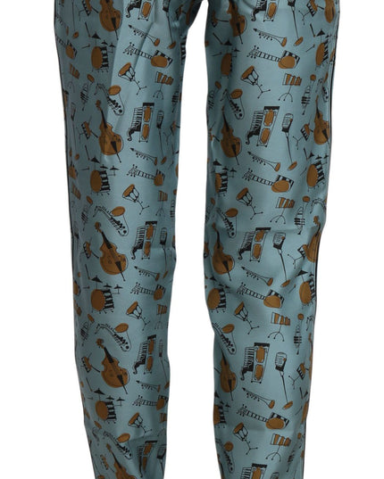 Dolce & Gabbana Blue Musical Instruments Print Tapered Pants