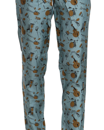 Dolce & Gabbana Blue Musical Instruments Print Tapered Pants