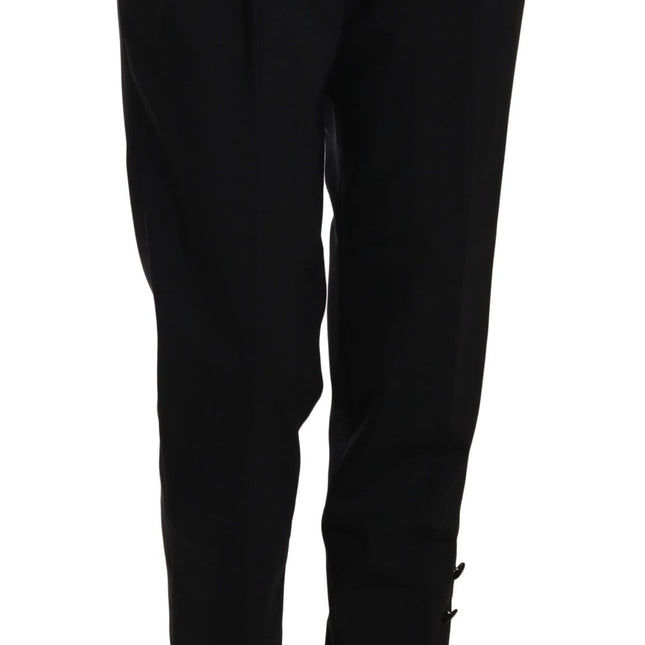 Dolce & Gabbana Black Button Pleated Tapered Trouser Pants