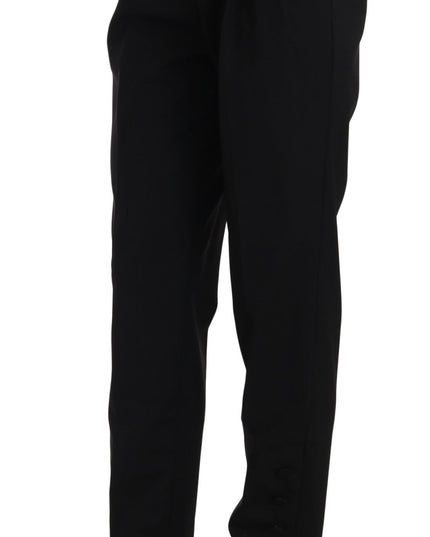 Dolce & Gabbana Black Button Pleated Tapered Trouser Pants