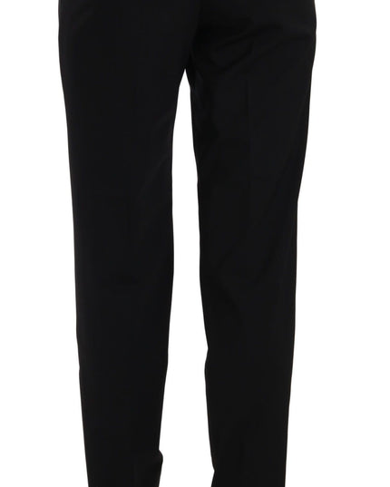 Dolce & Gabbana Black Button Pleated Tapered Trouser Pants