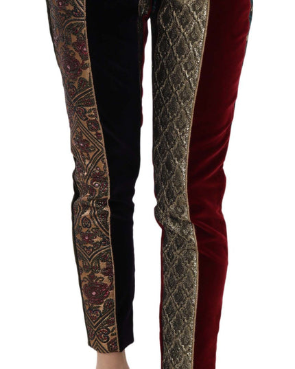 Dolce & Gabbana Multicolor Jacquard Cropped Tapered Pants