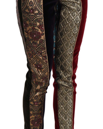 Dolce & Gabbana Multicolor Jacquard Cropped Tapered Pants