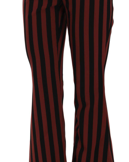 Dolce & Gabbana Black Amaranth Stripe Cropped Flared Pants