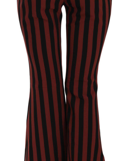 Dolce & Gabbana Black Amaranth Stripe Cropped Flared Pants