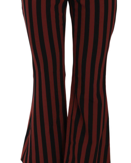 Dolce & Gabbana Black Amaranth Stripe Cropped Flared Pants