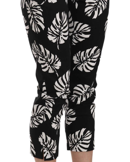 Dolce & Gabbana Black Palm Leaf Print Skinny Pants