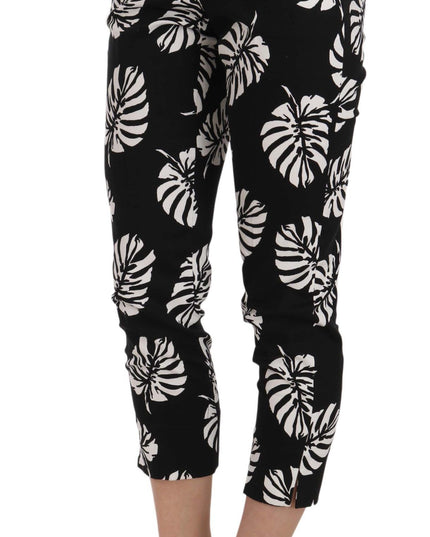 Dolce & Gabbana Black Palm Leaf Print Skinny Pants