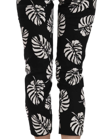 Dolce & Gabbana Black Palm Leaf Print Skinny Pants