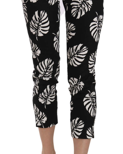 Dolce & Gabbana Black Palm Leaf Print Skinny Pants