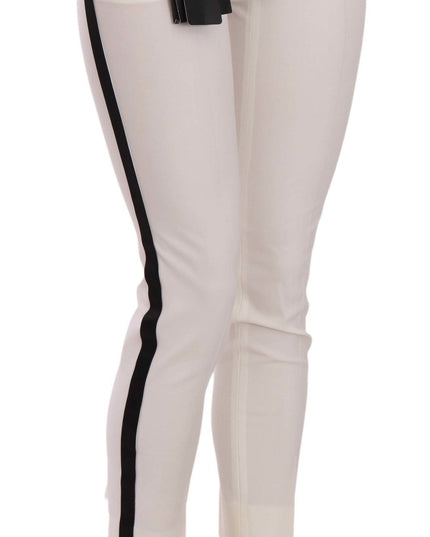 Dolce & Gabbana White Side Stripe Cropped Skinny Pants