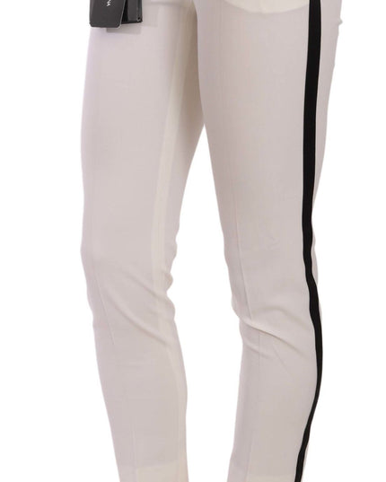 Dolce & Gabbana White Side Stripe Cropped Skinny Pants