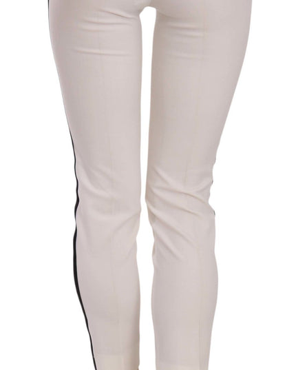 Dolce & Gabbana White Side Stripe Cropped Skinny Pants