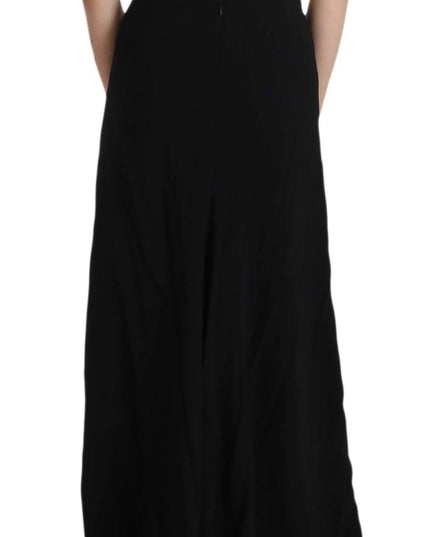 John Richmond Black Crystal Leather Gown Flare Dress