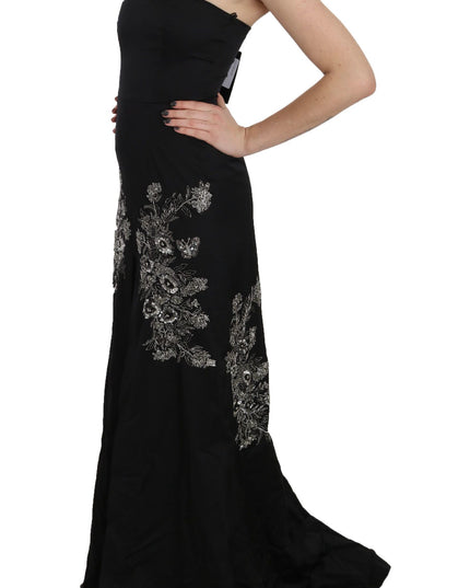 John Richmond Black Sequined Flare Ball Gown Dress